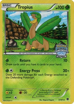 Tropius (5/101) (National Championship Staff Promo) [Black & White: Plasma Blast] - Trinity Hobby