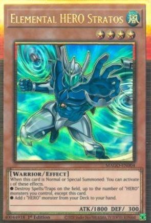 Elemental HERO Stratos (Alternate Art) [MAGO-EN004] Gold Rare - Trinity Hobby