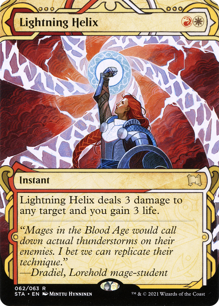 Lightning Helix [Etched Foil]  (STA-062) - [Strixhaven Mystical Archive]: (Showcase) (Borderless) - Trinity Hobby