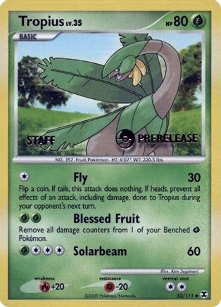 Tropius (52/111) (Staff Prerelease Promo) [Nintendo: Black Star Promos] - Trinity Hobby