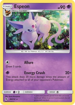 Espeon (89/214) (Cosmos Holo) (Blister Exclusive) [Sun & Moon: Lost Thunder] - Trinity Hobby