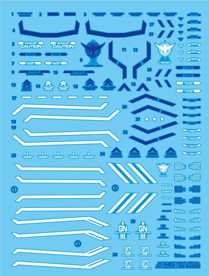 Delpi Decals MG XN RAISER WATER DECAL (NORMAL) - Trinity Hobby