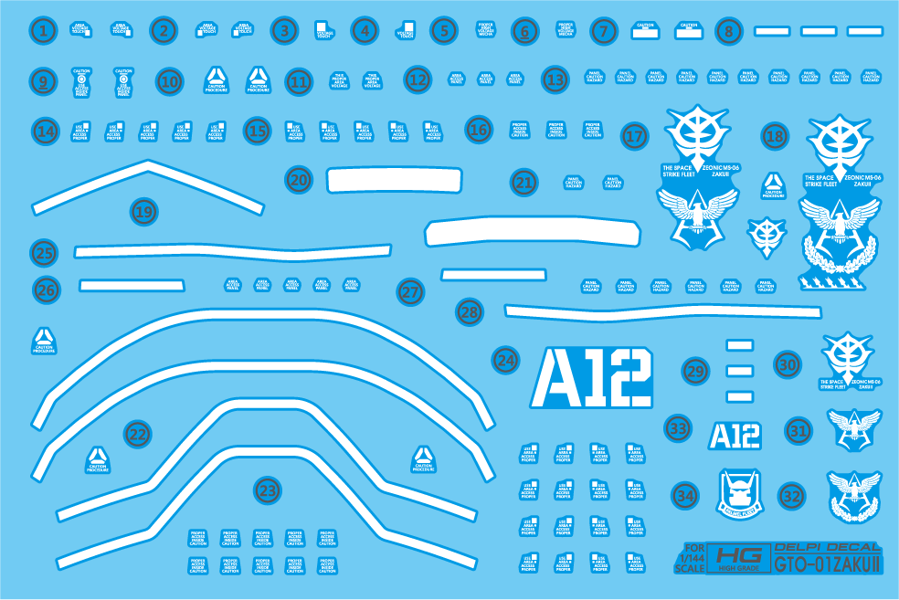 Delpi Decals HG The Origin 01 char’s ZAKU II WATER DECAL (Normal) - Trinity Hobby