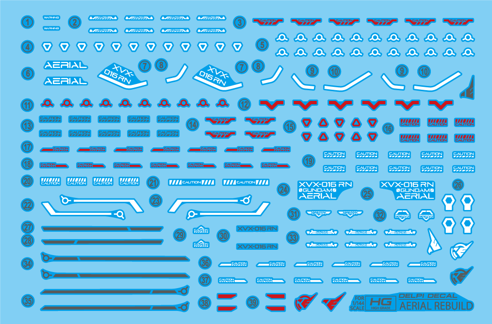 Delpi Decals HG AERIAL REBUILD WATER DECAL - Trinity Hobby