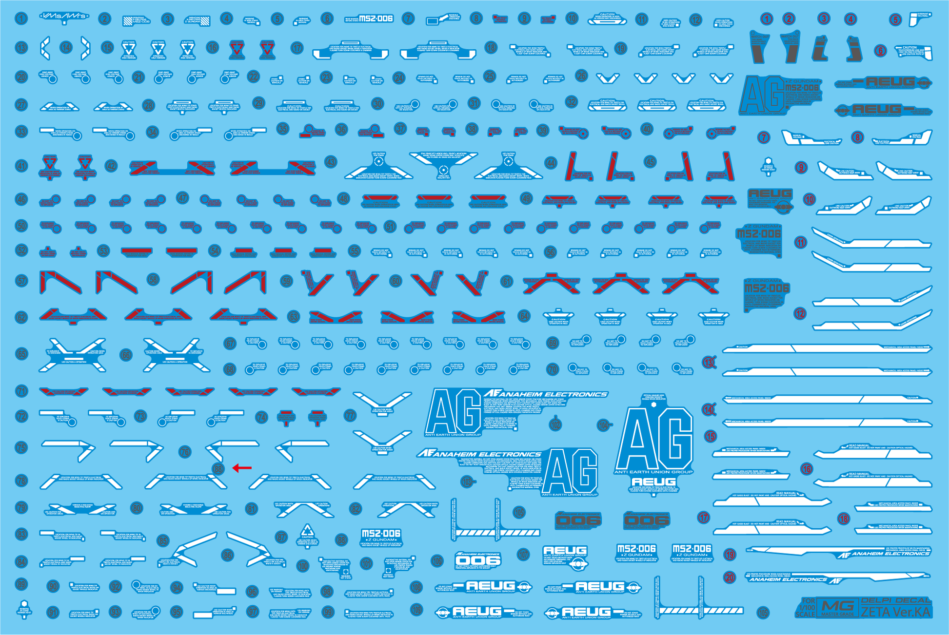 Delpi Decals MG ZETA Ver.Ka WATER DECAL (NORMAL) - Trinity Hobby