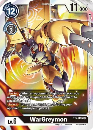 Digimon WarGreymon figure from BT2-065 Release Special Booster Ver.1.0, detailed Digimon Single collectible toy.