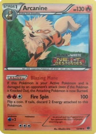 Arcanine (12/99) (Prerelease Promo) [Black & White: Black Star Promos] - Trinity Hobby