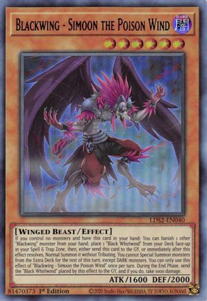 Blackwing - Simoon the Poison Wind (Blue) [LDS2-EN040] Ultra Rare - Trinity Hobby