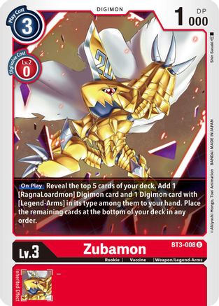 Zubamon [BT3-008] [Release Special Booster Ver.1.5] - Trinity Hobby