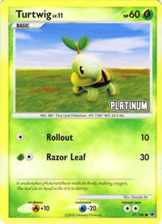Turtwig LV.11 (77/100) (Platinum) [Burger King Promos: 2008 Collection] - Trinity Hobby