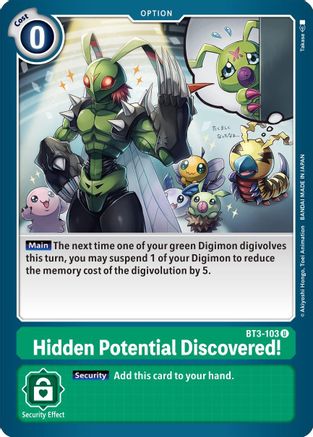 Hidden Potential Discovered! [BT3-103] [Release Special Booster Ver.1.5] - Trinity Hobby