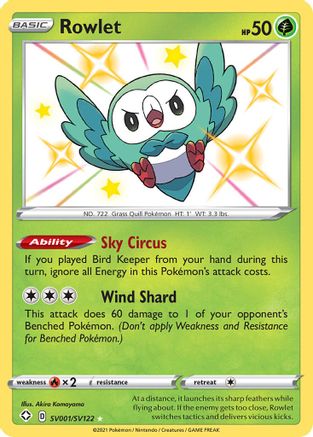 Rowlet (SV001/SV122) [Sword & Shield: Shining Fates] - Trinity Hobby