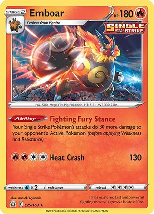 Emboar (025/163) [Sword & Shield: Battle Styles] - Trinity Hobby