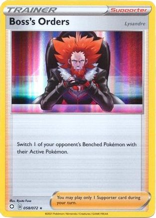 Boss's Orders (058/72) (Theme Deck Exclusive) [Sword & Shield: Shining Fates] - Trinity Hobby