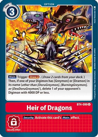 Heir of Dragons [BT4-099] [Great Legend] - Trinity Hobby