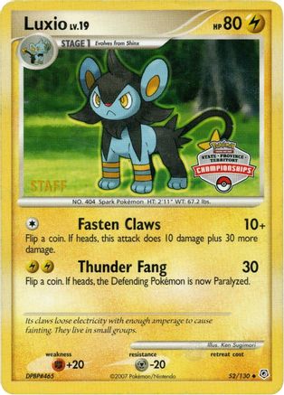 Luxio (52/130) (State Championship Staff Promo) [Diamond & Pearl: Base Set] - Trinity Hobby