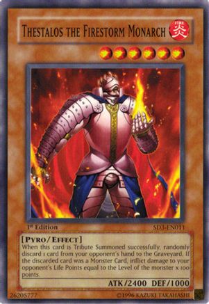 Thestalos the Firestorm Monarch [SD3-EN011] - Structure Deck: Blaze of Destruction 1st Edition - Common / Short Print - Trinity Hobby
