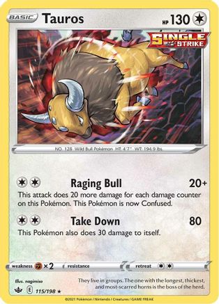 Tauros (115/198) [Sword & Shield: Chilling Reign] - Trinity Hobby