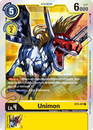 Unimon [ST3-07] (Event Pack) [Starter Deck: Heaven's Yellow Promos] - Trinity Hobby