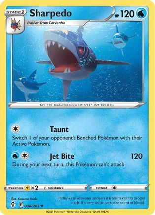 Sharpedo (036/203) [Sword & Shield: Evolving Skies] - Trinity Hobby