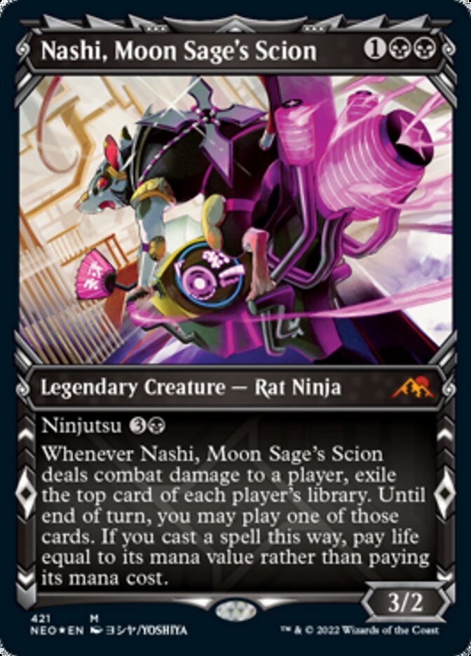 Nashi, Moon Sage's Scion (Showcase) (Foil Etched) [Kamigawa: Neon Dynasty] - Trinity Hobby