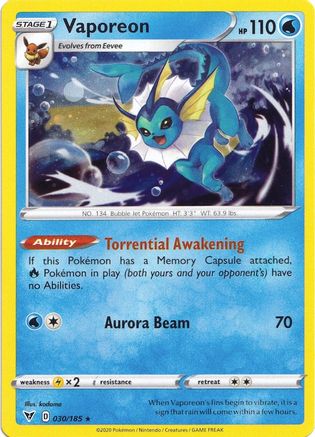 Vaporeon (Cosmos Holo) - (030/185) Holofoil [Miscellaneous Cards & Products]
