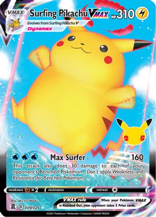 Surfing Pikachu VMAX (009/025) [Celebrations: 25th Anniversary] - Trinity Hobby