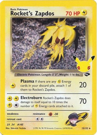 Rocket's Zapdos (15/132) [Celebrations: 25th Anniversary - Classic Collection] - Trinity Hobby