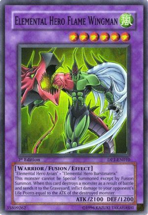 Elemental HERO Flame Wingman [DP1-EN010] - Duelist Pack 1: Jaden Yuki Unlimited - Super Rare - Trinity Hobby