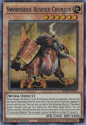 Swordsoul Auspice Chunjun [BODE-EN006] Super Rare - Trinity Hobby