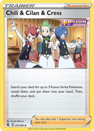 Chili & Cilan & Cress (227/264) [Sword & Shield: Fusion Strike] - Trinity Hobby