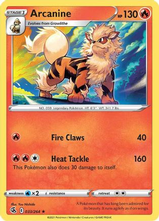 Arcanine (033/264) [Sword & Shield: Fusion Strike] - Trinity Hobby