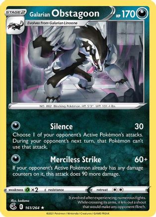 Galarian Obstagoon (161/264) [Sword & Shield: Fusion Strike] - Trinity Hobby
