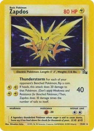 Zapdos (Cosmos Holo) - (015/62) Holofoil [Miscellaneous Cards & Products]