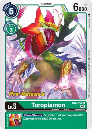 Toropiamon [BT6-051] [Double Diamond Pre-Release Cards] - Trinity Hobby