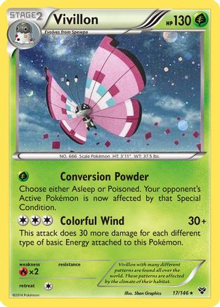 Vivillon (17/146) (Meadow Form/Pink Wings) (Cosmos Holo) [XY: Base Set] - Trinity Hobby