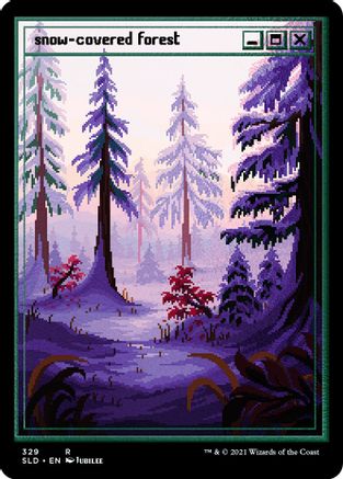 Snow-Covered Forest (PixelSnowLands.jpg) (Foil Etched) (SLD-329) - [Secret Lair Drop Series] Foil - Trinity Hobby