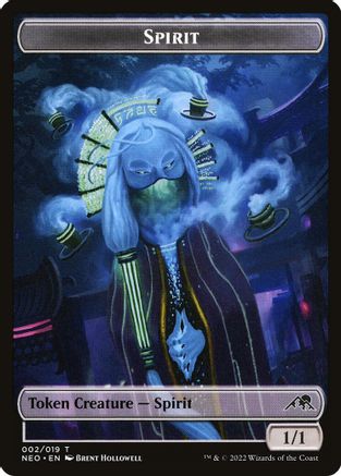 Spirit (002) // Treasure (017) Double Sided Token  (NEO-2 // 17) - [Kamigawa: Neon Dynasty]