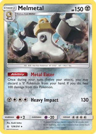 Melmetal (129/214) (Cosmos Holo) [Sun & Moon: Unbroken Bonds] - Trinity Hobby