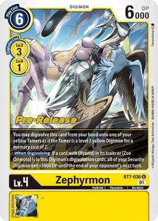 Zephyrmon [BT7-036] [Next Adventure Pre-Release Cards] - Trinity Hobby