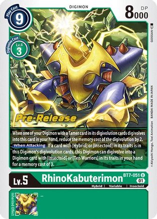 RhinoKabuterimon [BT7-051] [Next Adventure Pre-Release Cards] - Trinity Hobby