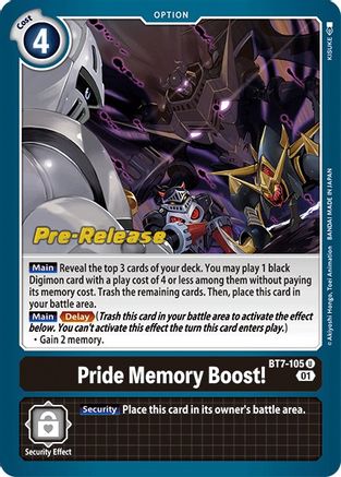 Pride Memory Boost! [BT7-105] [Next Adventure Pre-Release Cards] - Trinity Hobby