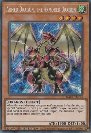 Armed Dragon, the Armored Dragon [HAC1-EN173] Secret Rare - Trinity Hobby