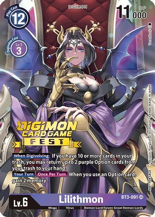 Lilithmon [BT3-091] (Digimon Card Game Fest 2022) [Release Special Booster Promos] - Trinity Hobby
