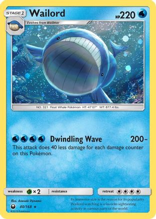 Wailord (40/168) (Cosmos Holo) [Sun & Moon: Celestial Storm] - Trinity Hobby