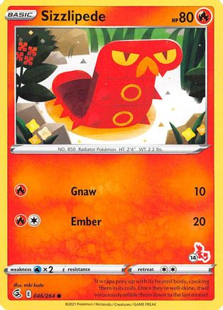 Sizzlipede (046/264) (Cinderace Stamp #14) [Battle Academy 2022] - Trinity Hobby