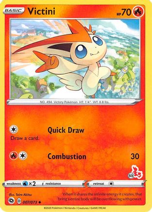 Victini (007/073) (Cinderace Stamp #53) [Battle Academy 2022] - Trinity Hobby