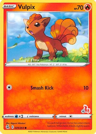 Vulpix (029/264) (Cinderace Stamp #13) [Battle Academy 2022] - Trinity Hobby