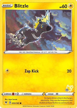 Blitzle (053/185) (Pikachu Stamp #55) [Battle Academy 2022] - Trinity Hobby