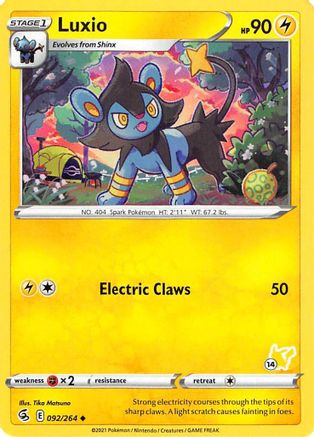 Luxio (092/264) (Pikachu Stamp #14) [Battle Academy 2022] - Trinity Hobby
